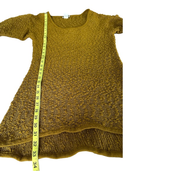 Soft Surroundings Nubby Knit Tunic Sweater 3/4 Sleeve Scoop Neck Autumn Gold M - Picture 5 of 8